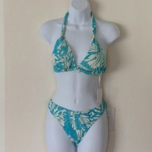 Hawaiian print bikini.